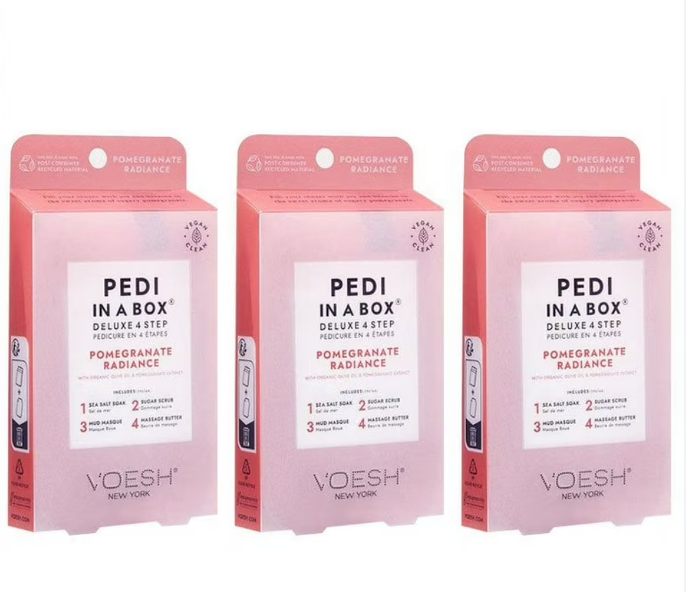 Voesh Pedi Deluxe 4 Steps PACK OF 3 - Pomegranate Radiant (NEW)