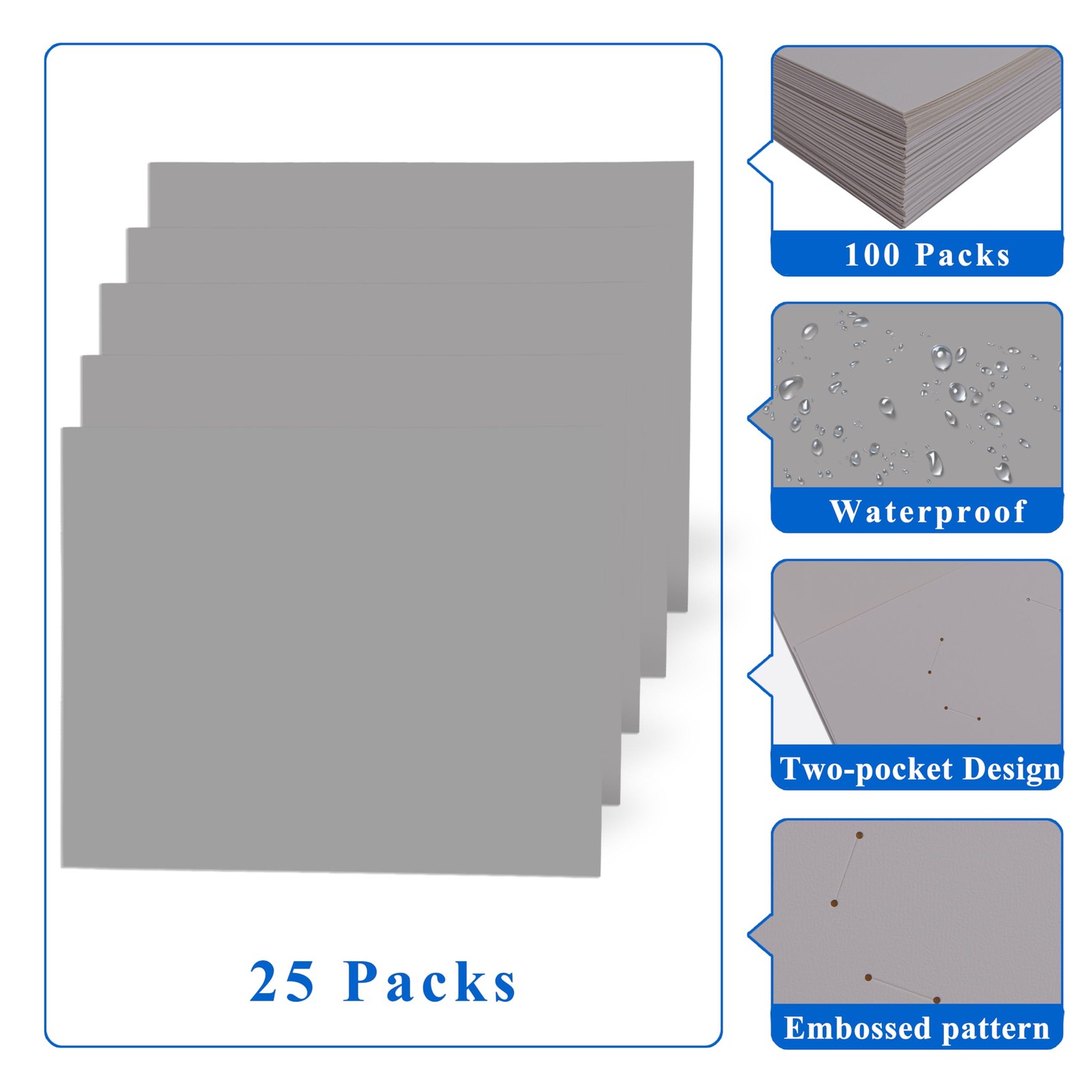 Two Pocket Folders,50 Packs 2 Folders Bulk,Fit Letter Size 50pcs -Grey