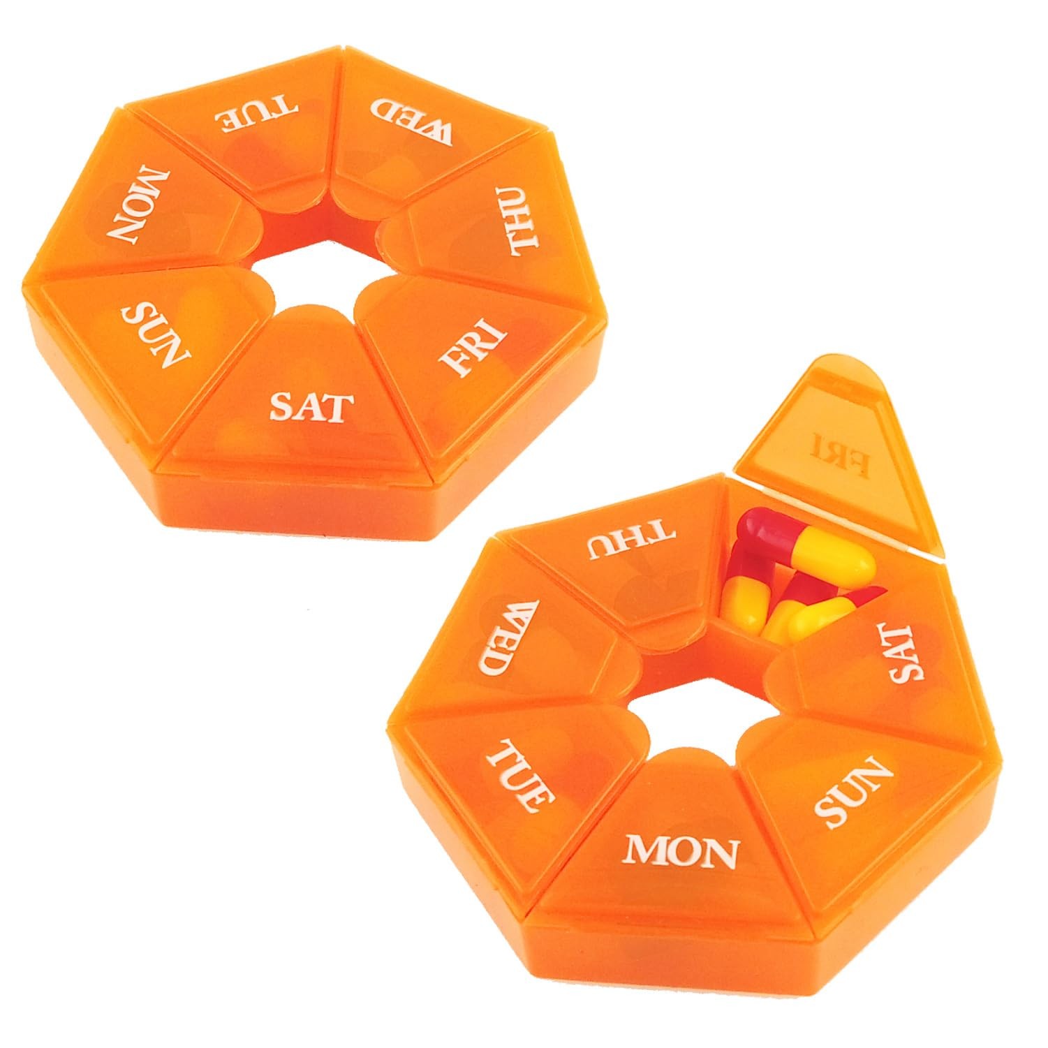 2 Pack 7 Day Weekly Pill Organizer Daily Medicine Pill Box with 7 Sides