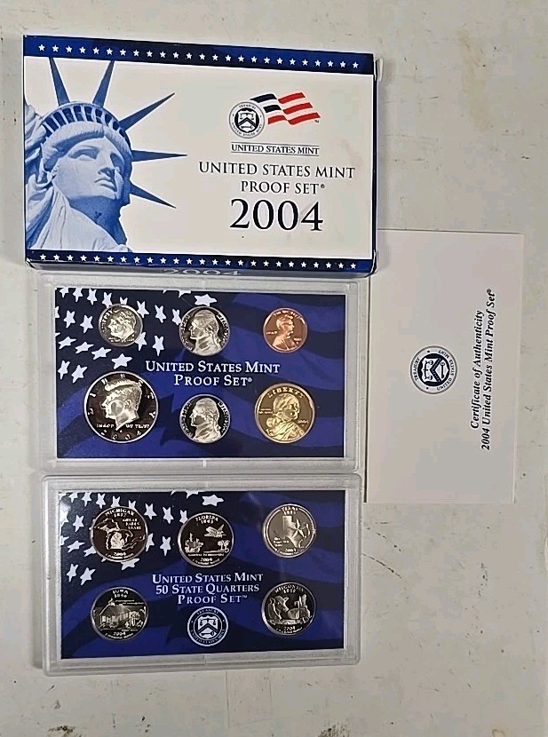 SS1104SXBCFO U.S. MINT 11 COIN YEAR 2004-S CAMEO PROOF SET FRESH FULL OGP!!!