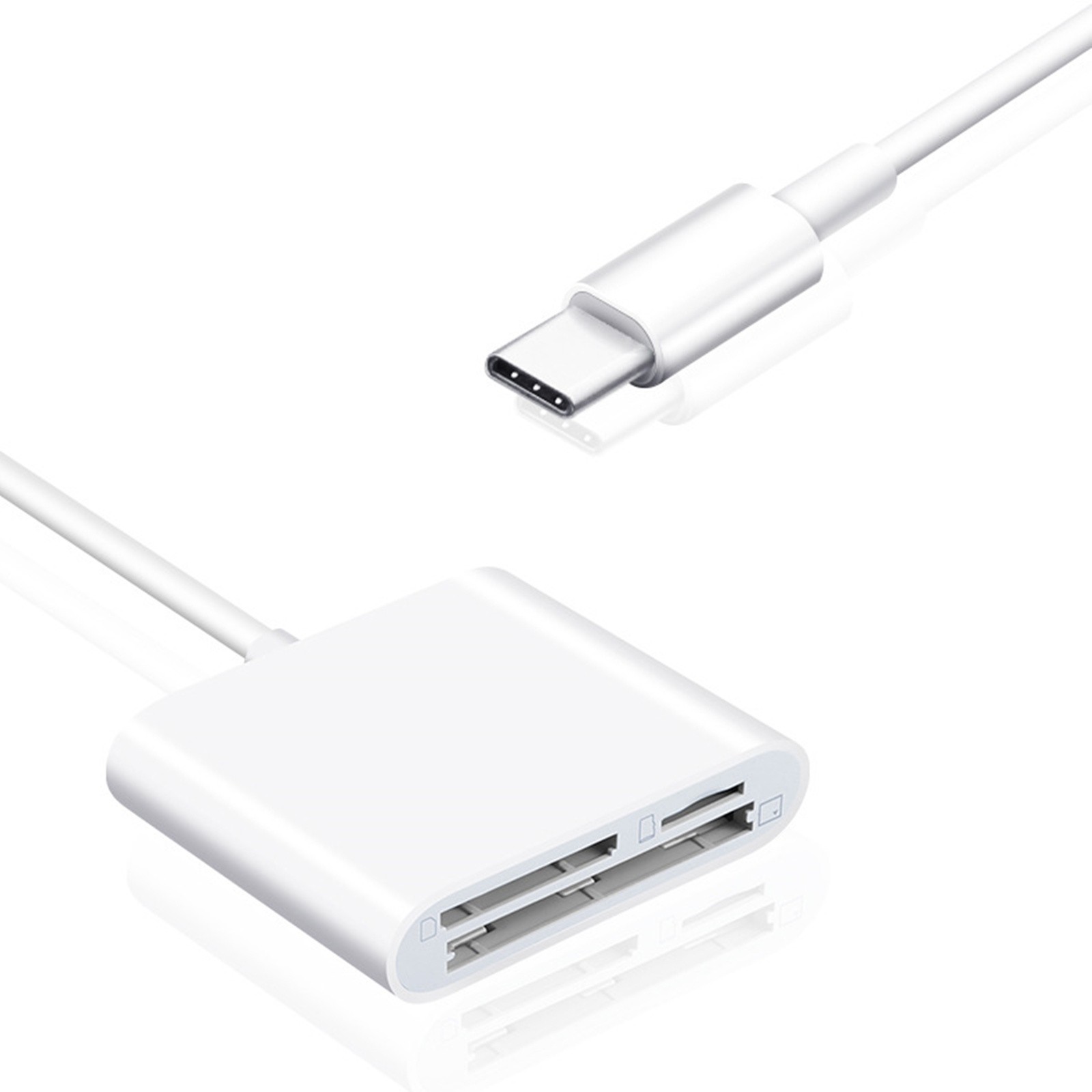 Type-C to CF SD MicroSD Card Reader 3-Slot Adapter for MacBook Windows Phone