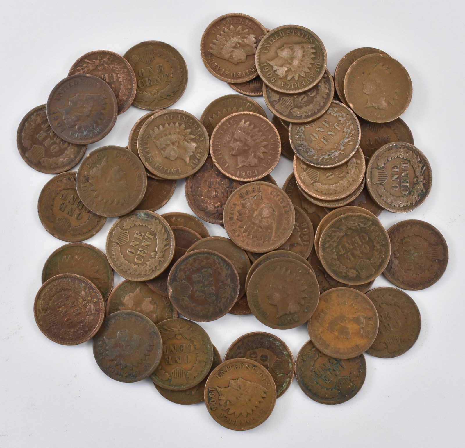 (50) Indian Head Cent Mixed Date Average Circ Lot