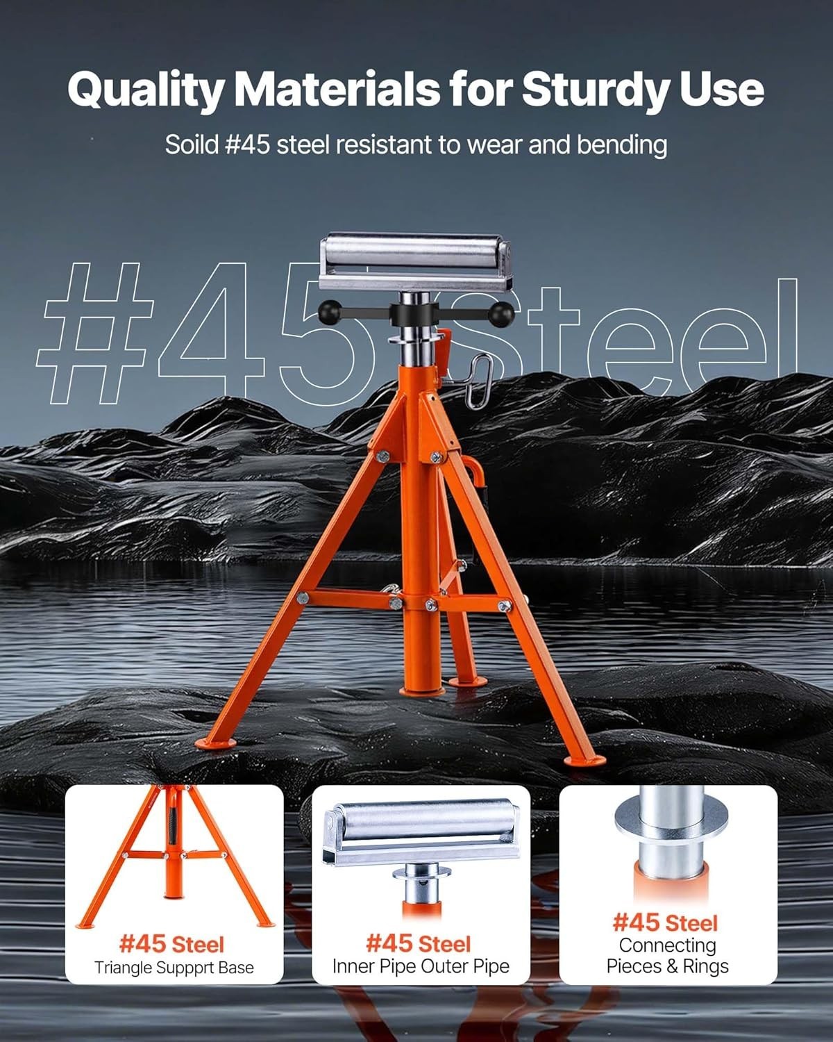 Versatile Heavy Duty Roller Stand - 2500 LBS Load Capacity, 28"-52" Adjustable