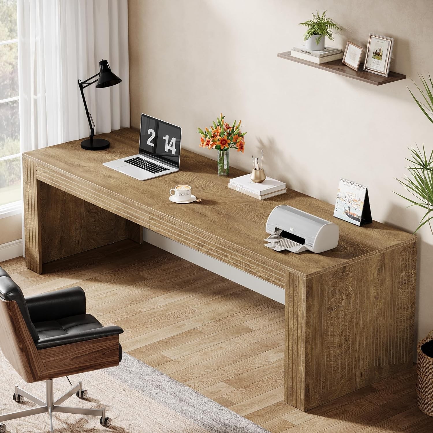 79-Inch Extra Long Desk, Two Person Double Desk for Home Office, Wooden Long