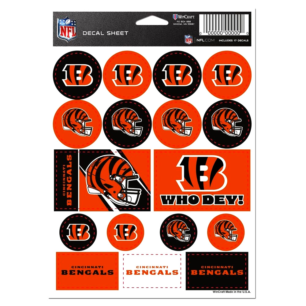 Cincinnati Bengals NFL Vinyl Die-Cut Sticker Set / Decal Sheet *WinCraft