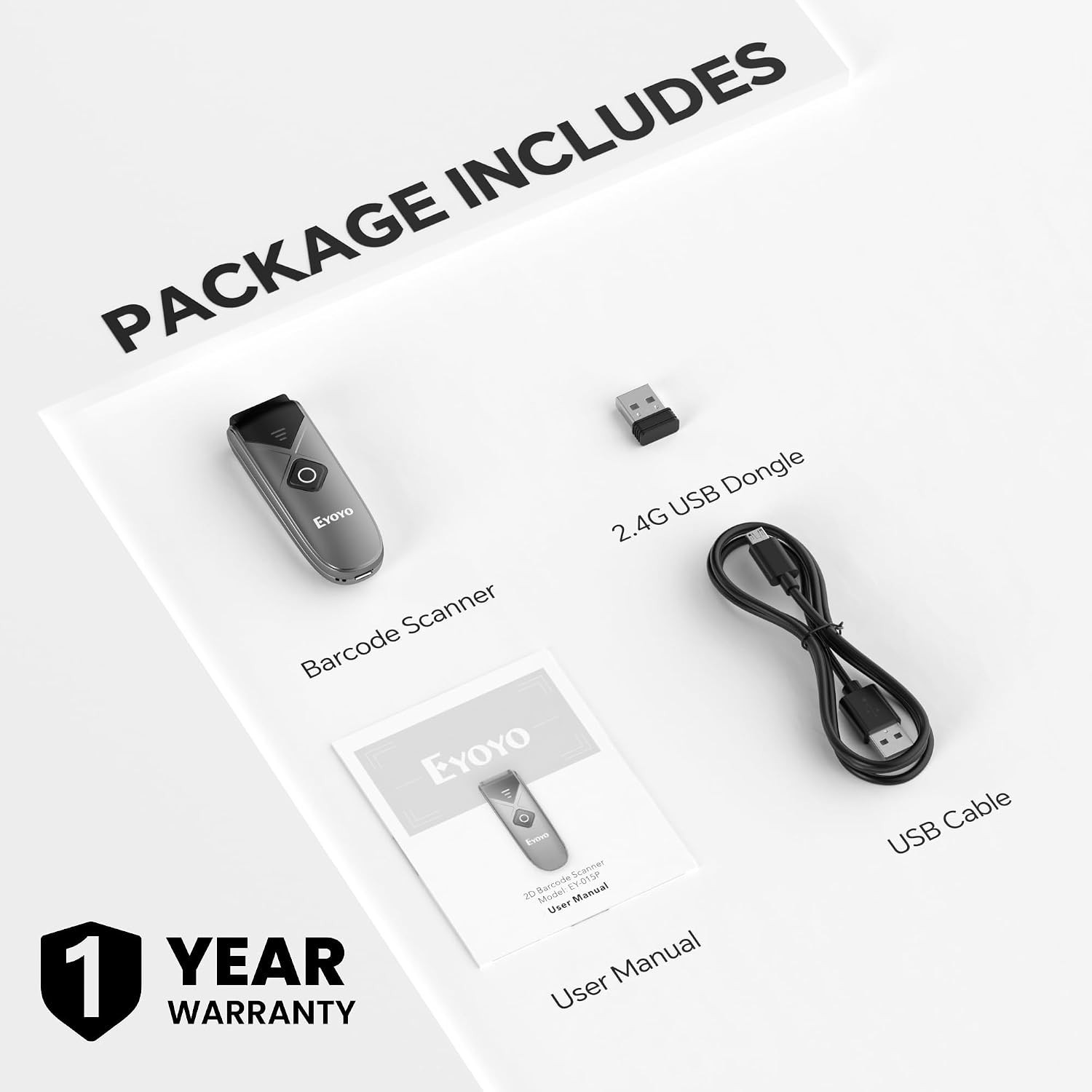 Portable Mini Bluetooth 2D&1D Barcode Scanner Wireless | 2.4G Wireless/Blueto...