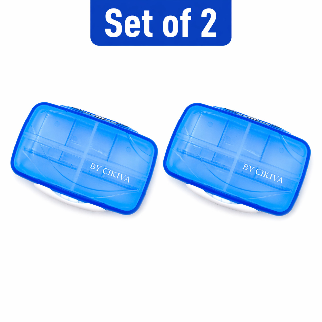Travel Pill Organizer 8 Compartments Moisture Proof Case BPA Free Set of 2