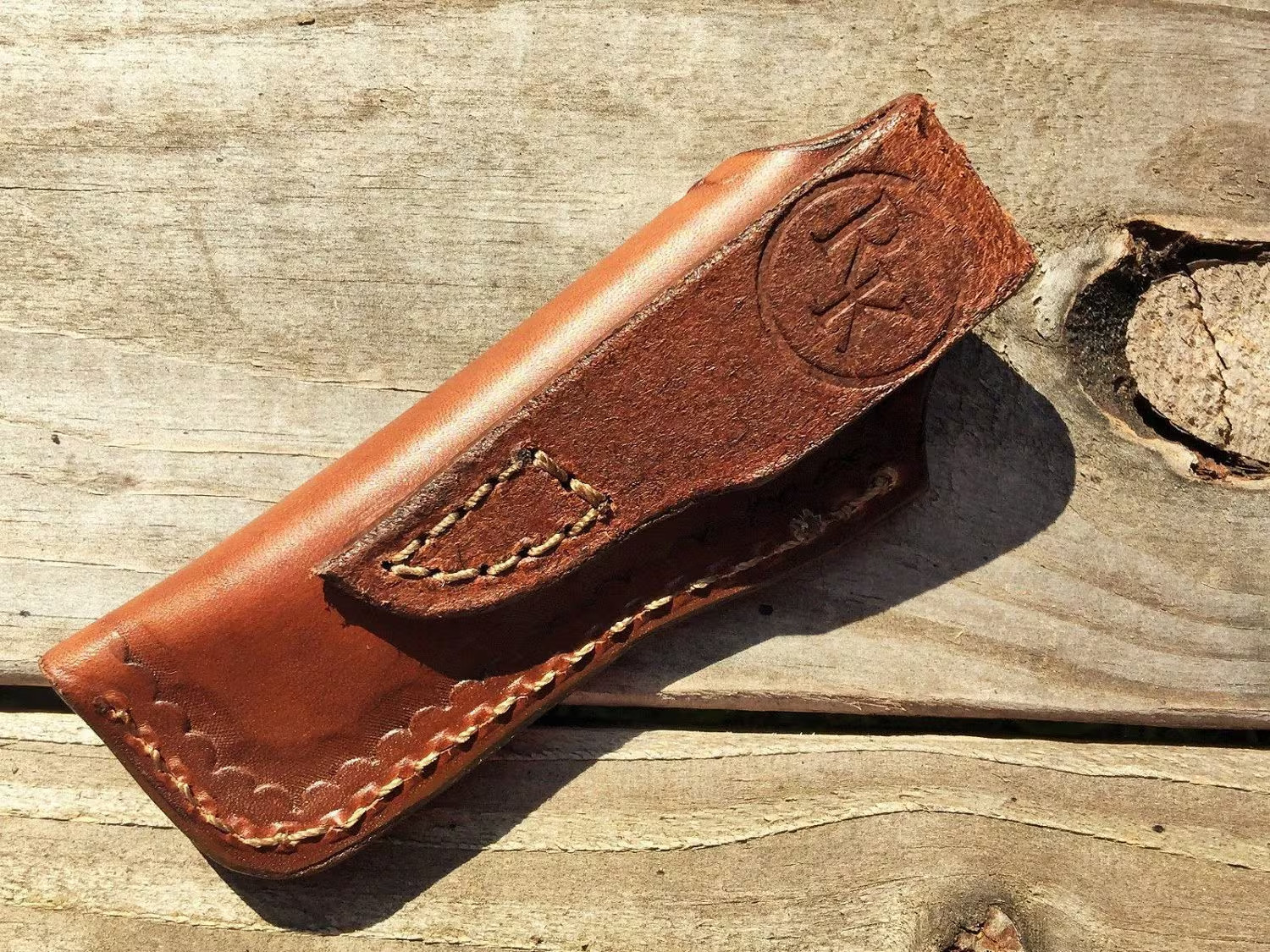 Leather Knife Sheath for 4" Trapper 2