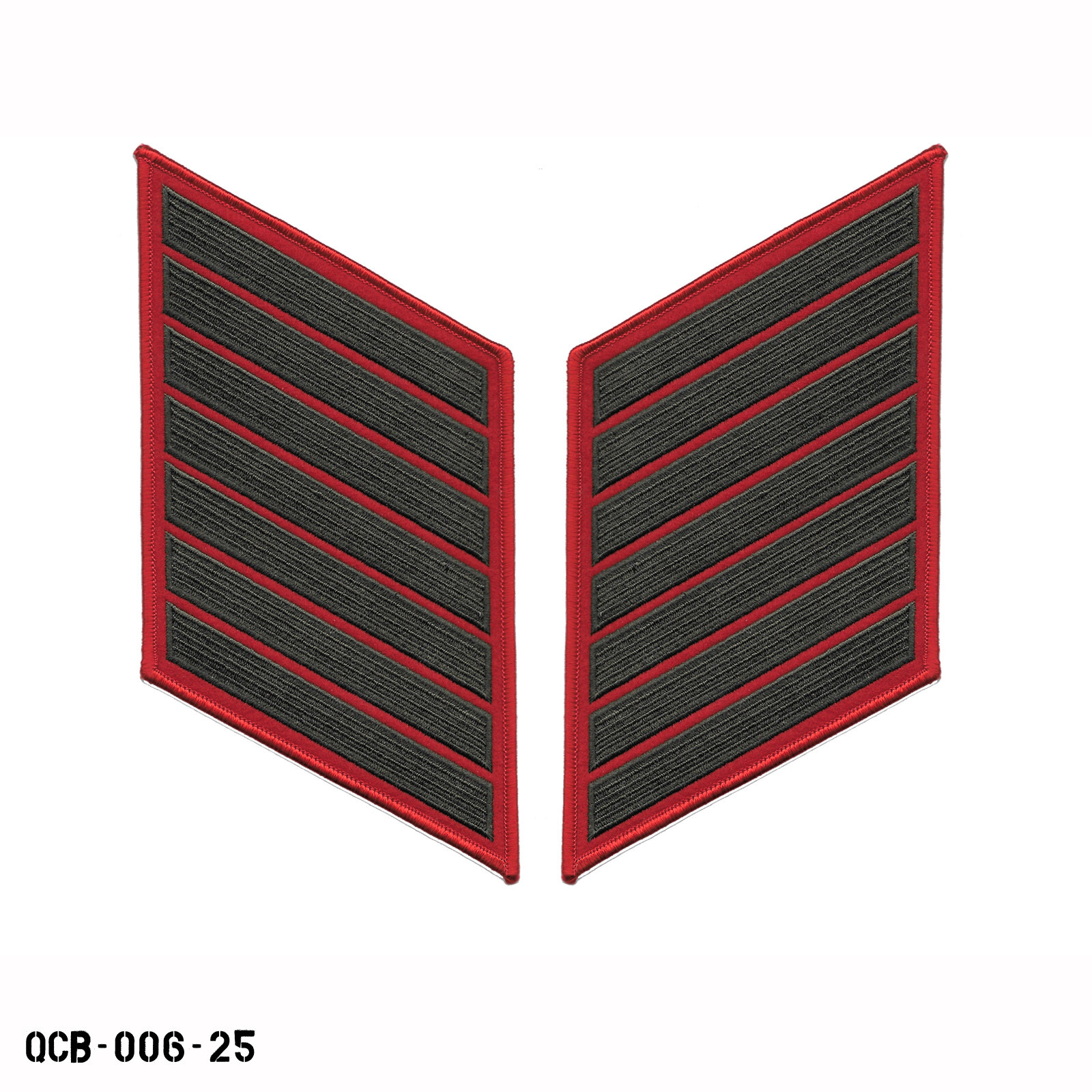 PAIR USMC 28 Years Service Stripes Patches Male Full Size OD & Red ~ Merrowed