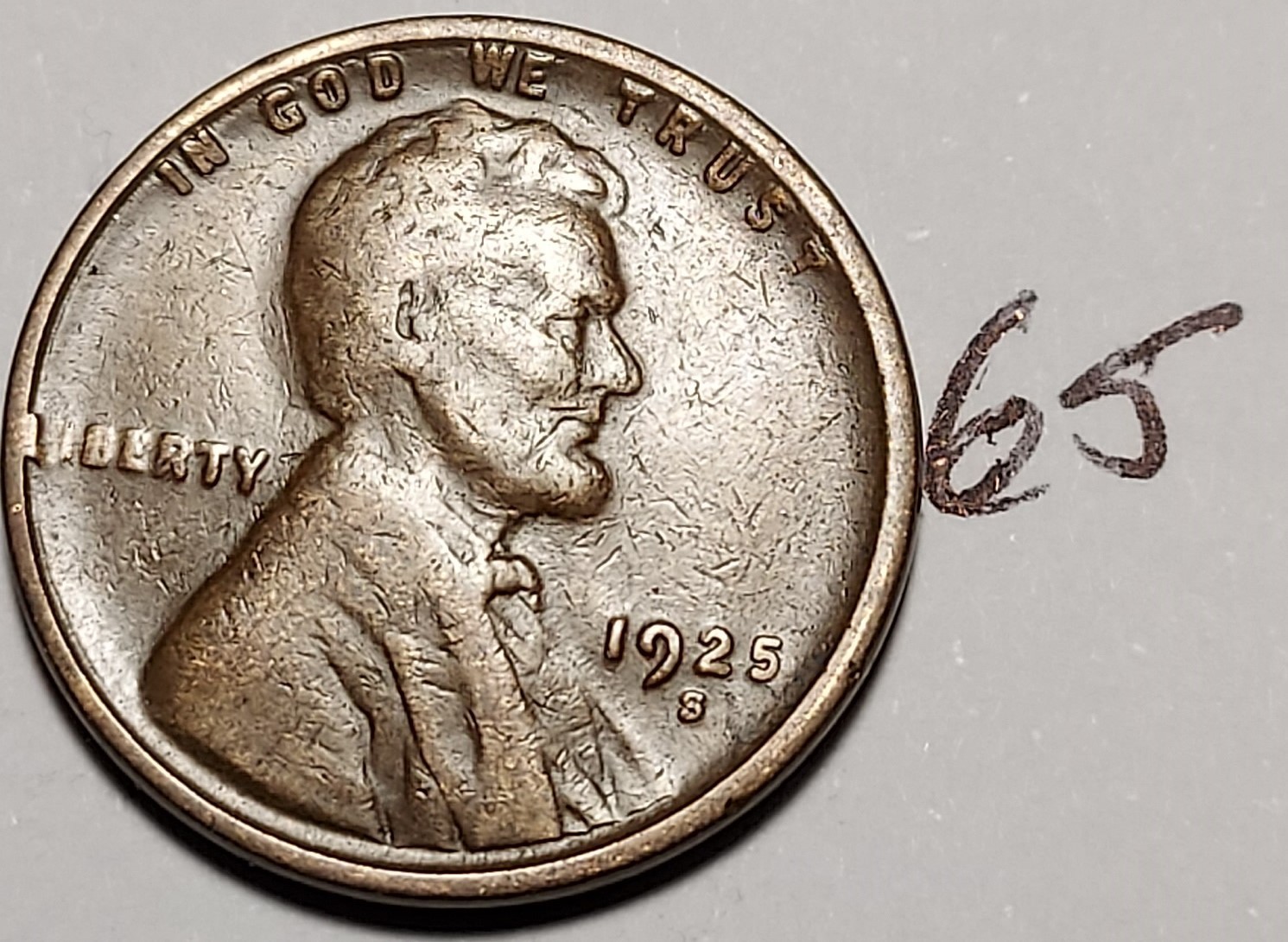 1925-S Lincoln Wheat Cent Fine #65