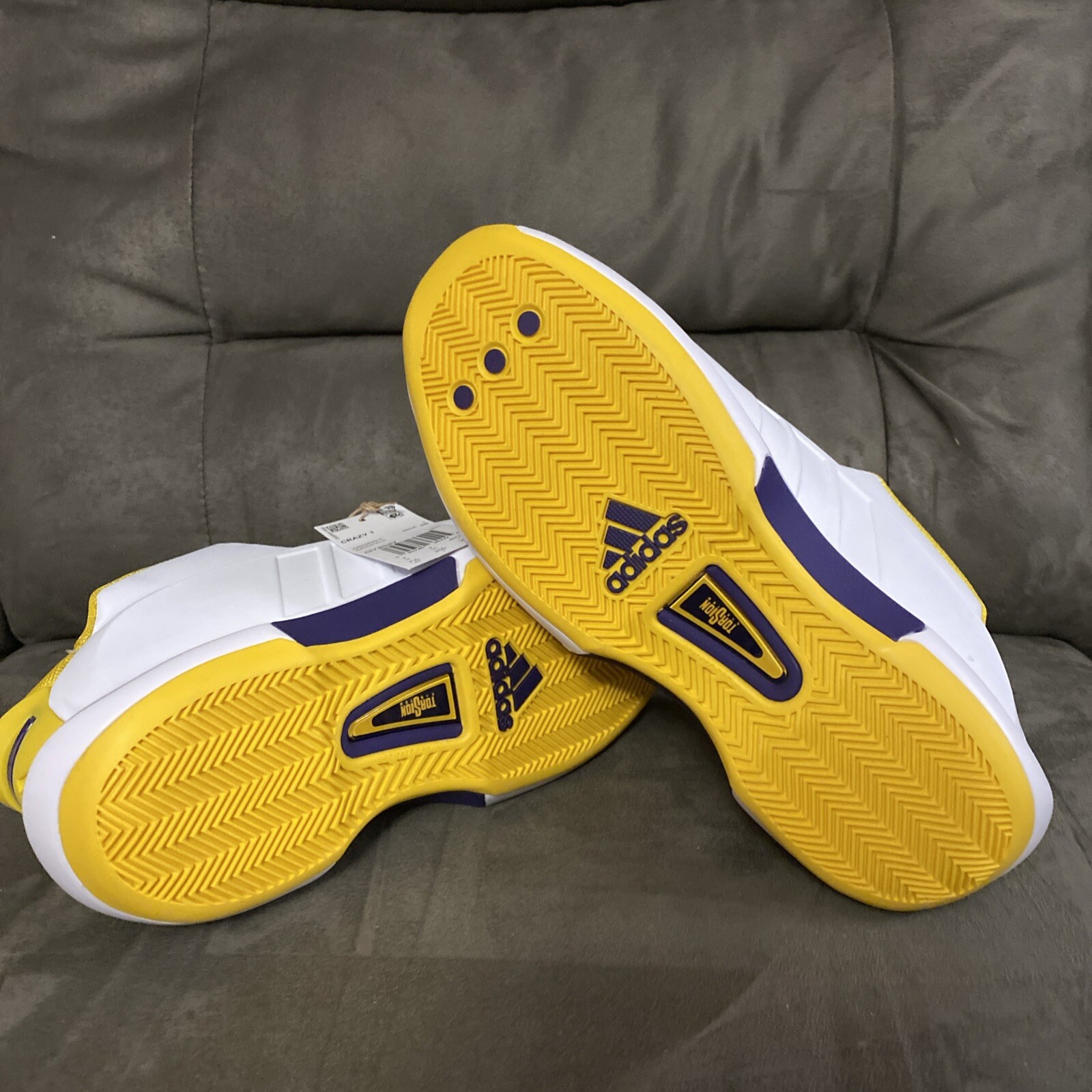 NWT adidas Originals Crazy 1 Koby Lakers GY8947 White Yellow Purple Men Size 7.5