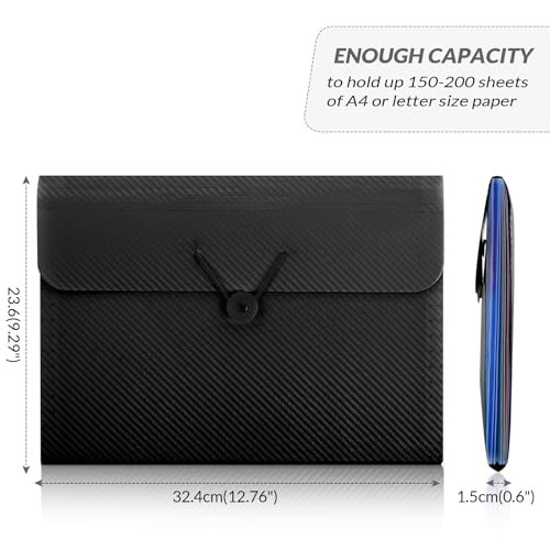 SKYDUE Accordion File Organizer 7 Pockets Black