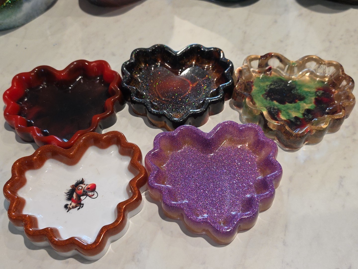 Small Wavy Edge Heart Shaped Trinket Tray. PRICE IS FOR ONE BOWL
