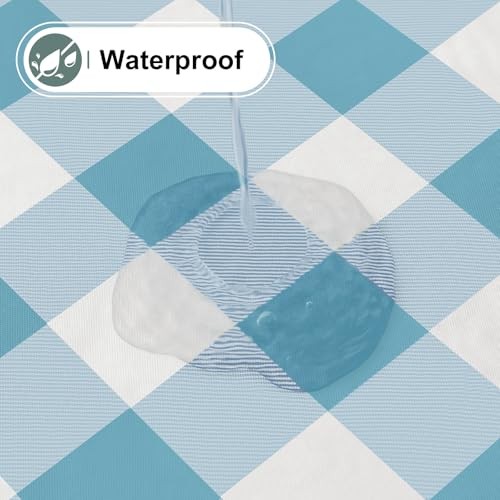 Buffalo Rectangle Picnic Tablecloth, 6 72" x 30" (Rectangular) Aqua & White