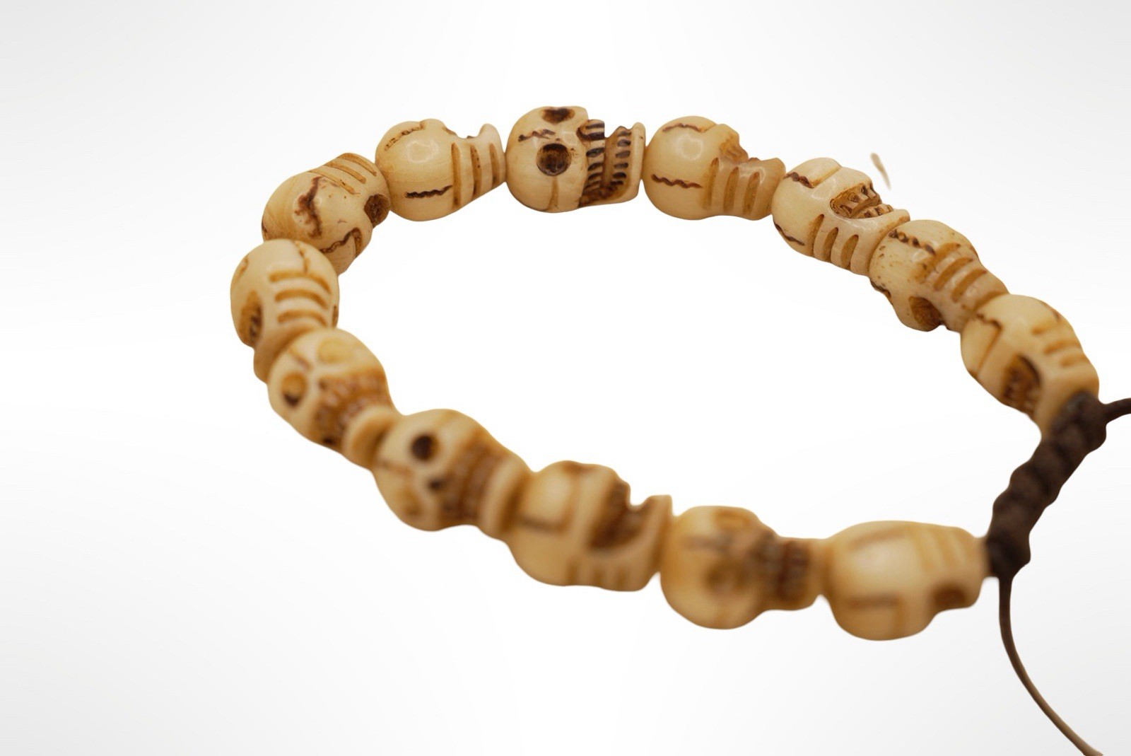 HandCarved Yak Bone Skull Adjustable Bracelet