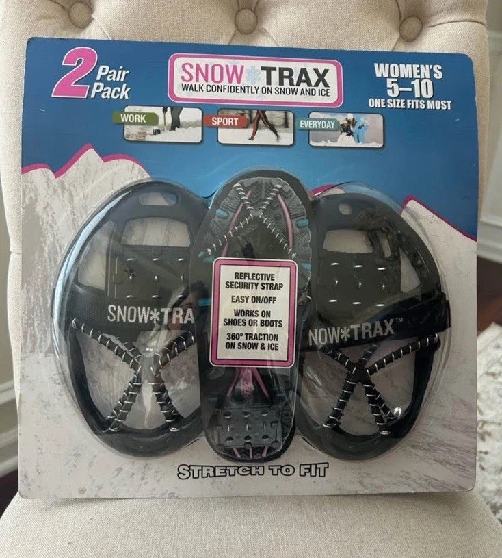Snow Trax Women's 5-10 Black Traction Device 2 Pair Pack Reflective Strap