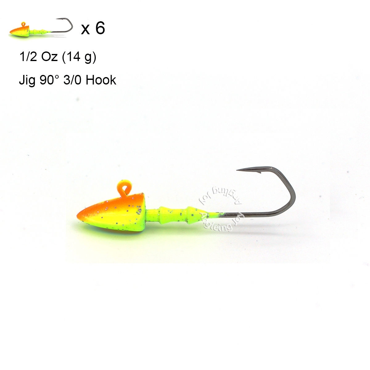 6 x 1/2 Oz 3/0 Hook Stand Up Lead Jig Head Double Holder Jigs