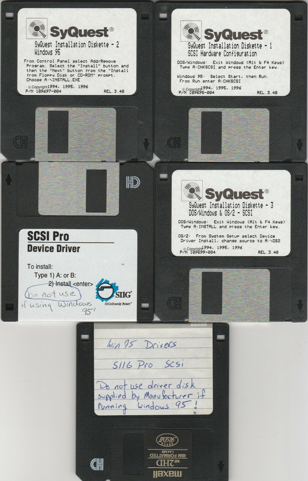 SyQuest SCSI Hardware Configuration + Pro ~ 3.5" disks ~ 1996