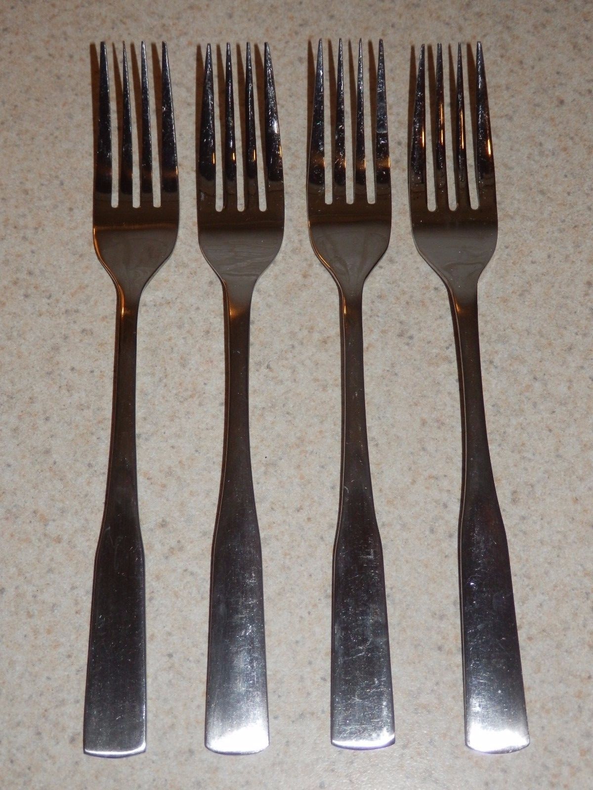 EKCO STAINLESS FLATWARE CONCORD BRIDGE 4 DINNER FORKS 7 3/8"