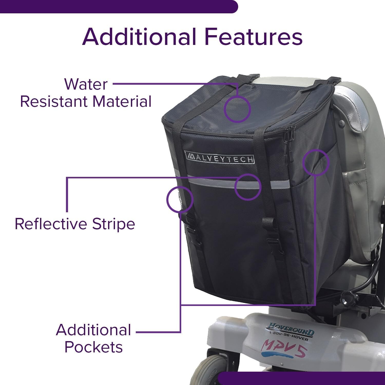 Compact Extra Large Mobility Scooter Bag with Adjustable Straps - Black Nylon
