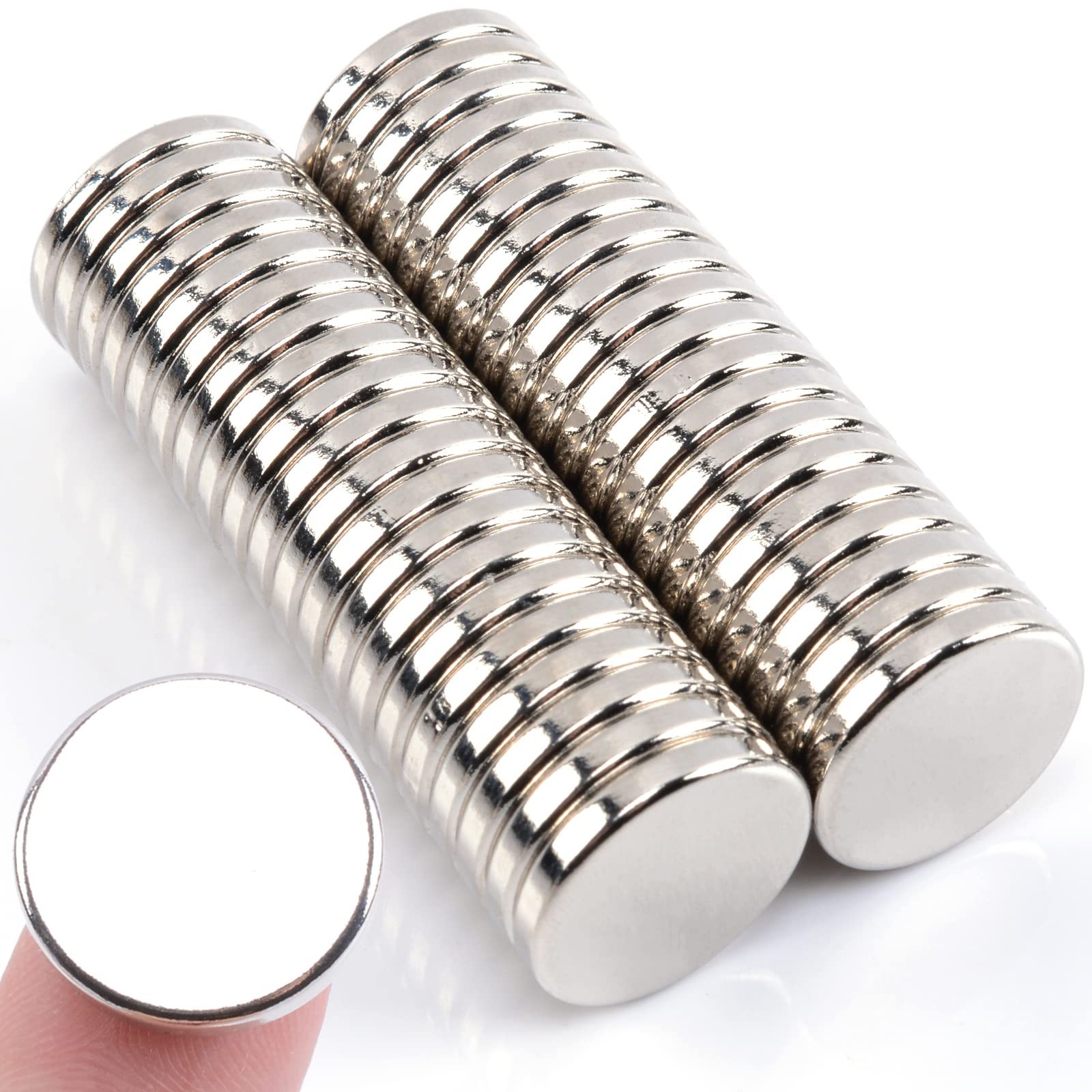 40 Pcs Super Strong Neodymium Round Silver Magnets, 18 mm x 3 mm for Dry Eras...