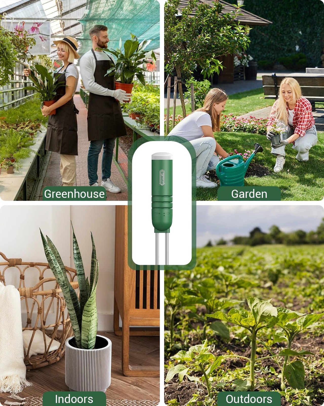Dr.meter 4-in-1 Soil Moisture Meter, 300ft Wireless Soil Tester Sensor, Tempe...
