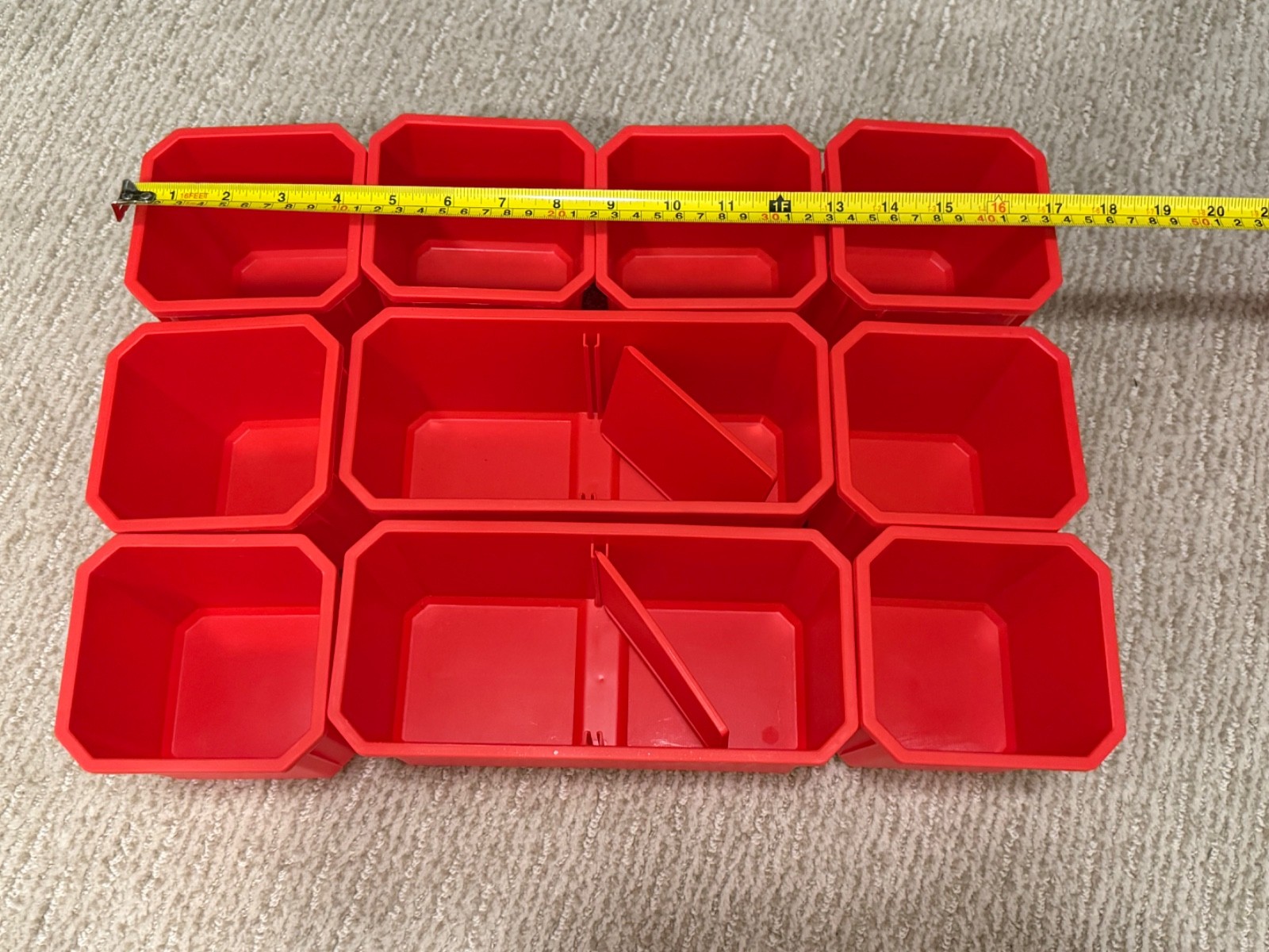 Complete New Set of Red Plastic Bins for BAUER Storage System Modular Organizer