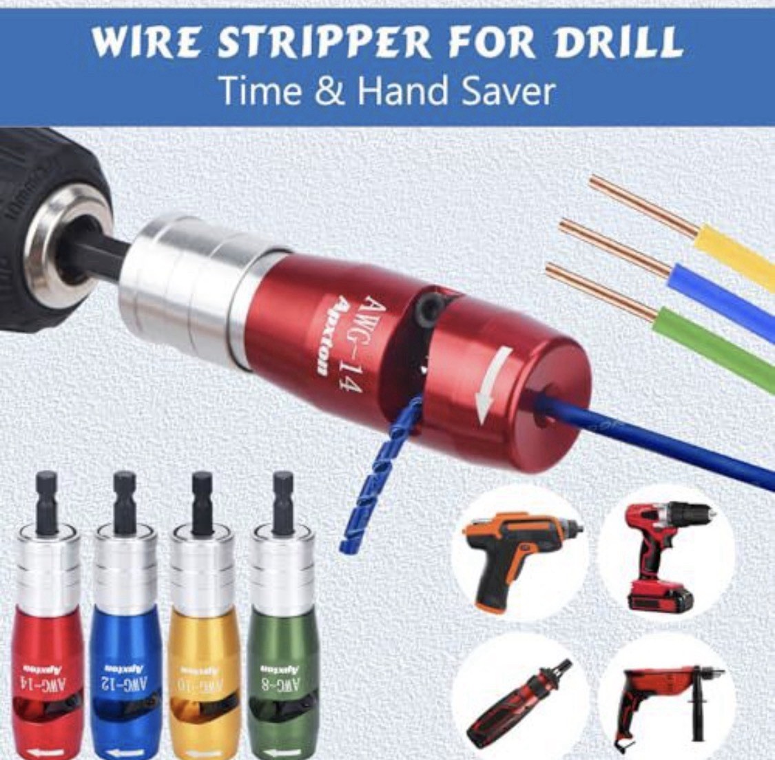 Wire Stripper for Drill, US Standard Electric Wire Stripper Tool for Drill, W...