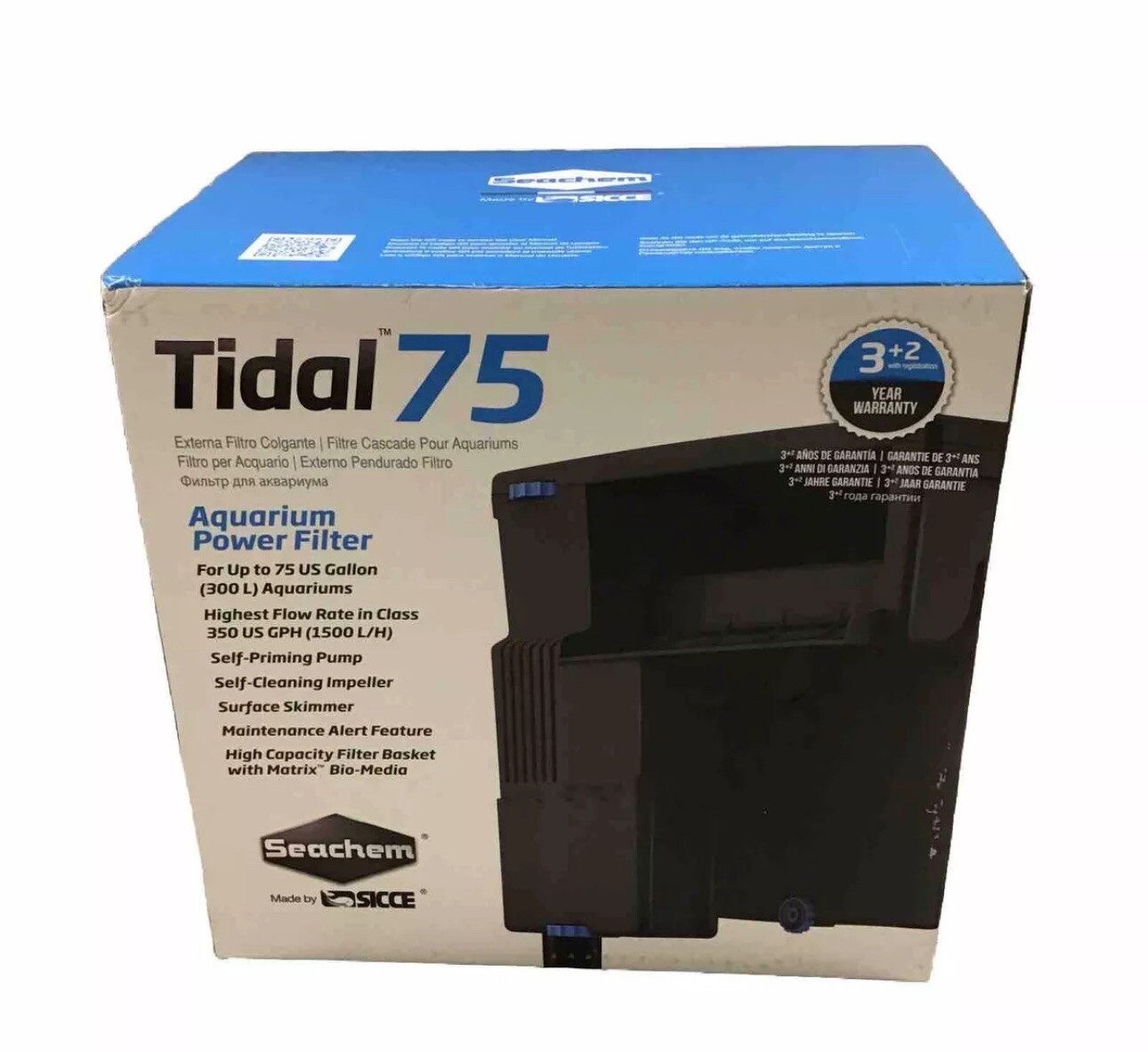 Seachem Tidal 75 HOB Power Filter Up to 75 Gal Filter New Open Box