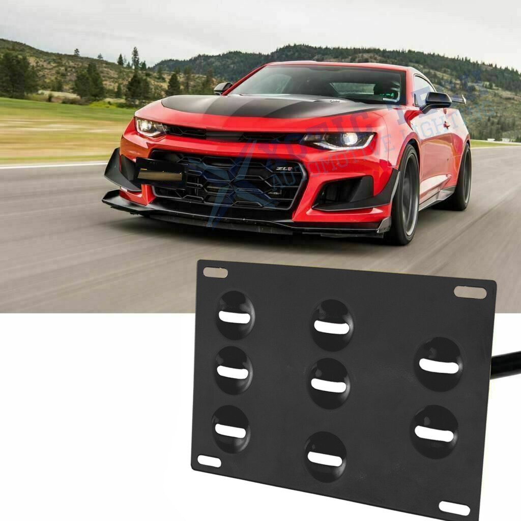 Black Bumper Tow Hook License Plate Mount Bracket For Chevrolet Camaro 2016-up