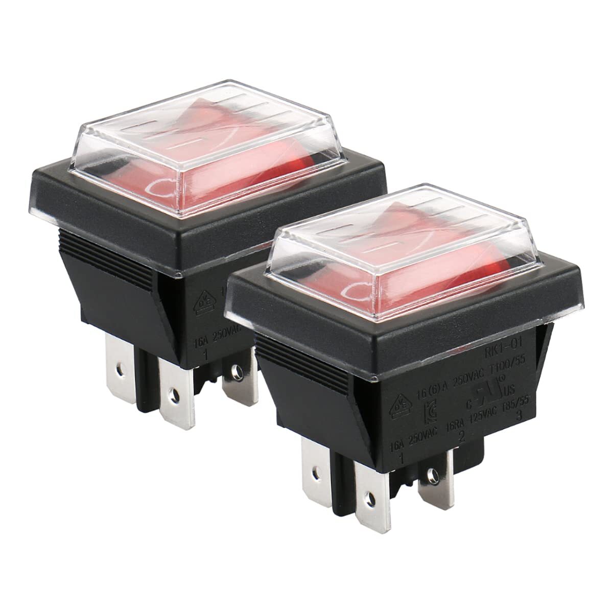 Waterproof Rocker Switch ON-Off SPDT Coffee Maker 125/250VAC Red 2 Pack