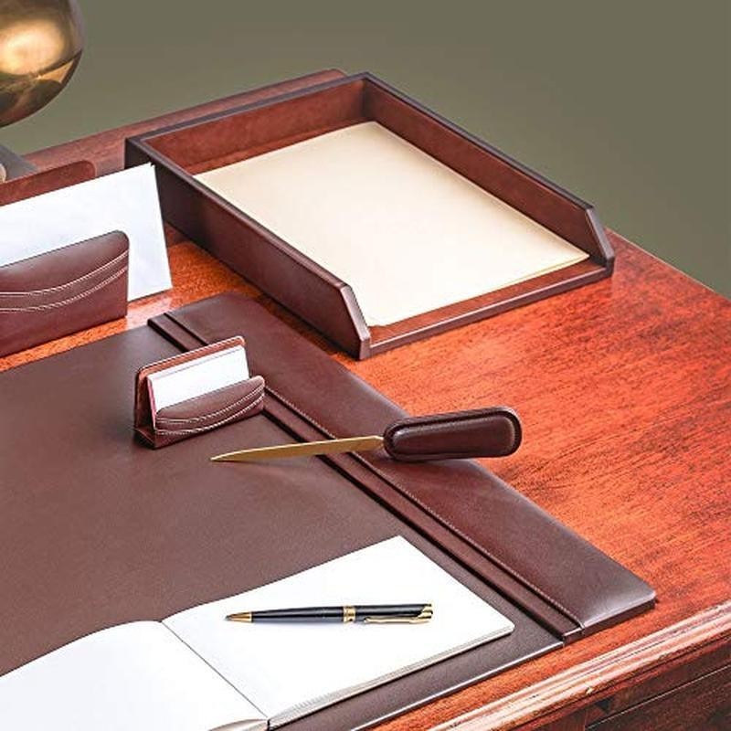 Letter Holde Leather Desktop Letter Tray Luxury Office Accessories Rectangular