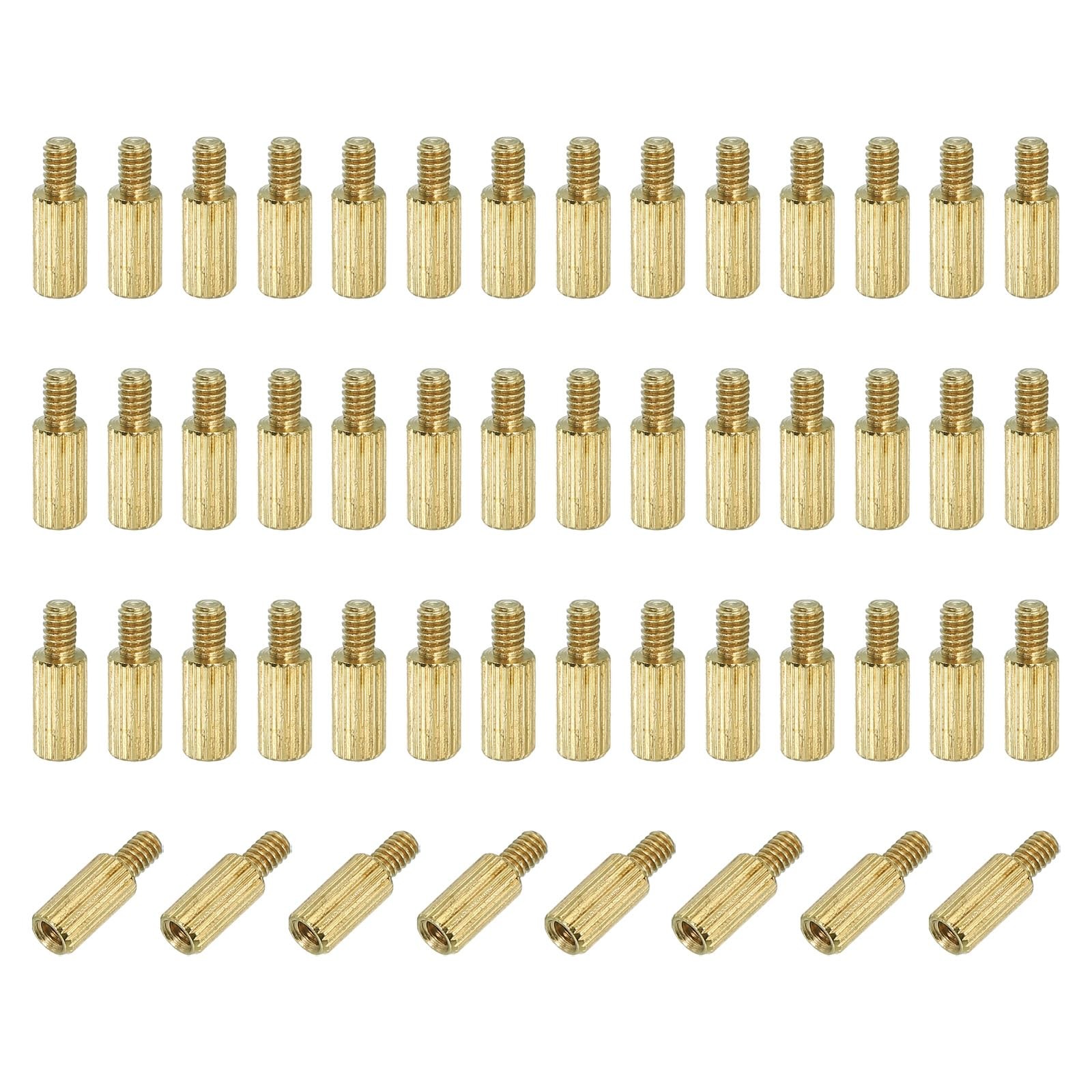 PATIKIL M2 x 6+3 mm Male Female Brass Hex Spacer Standoff, 50 Pcs x