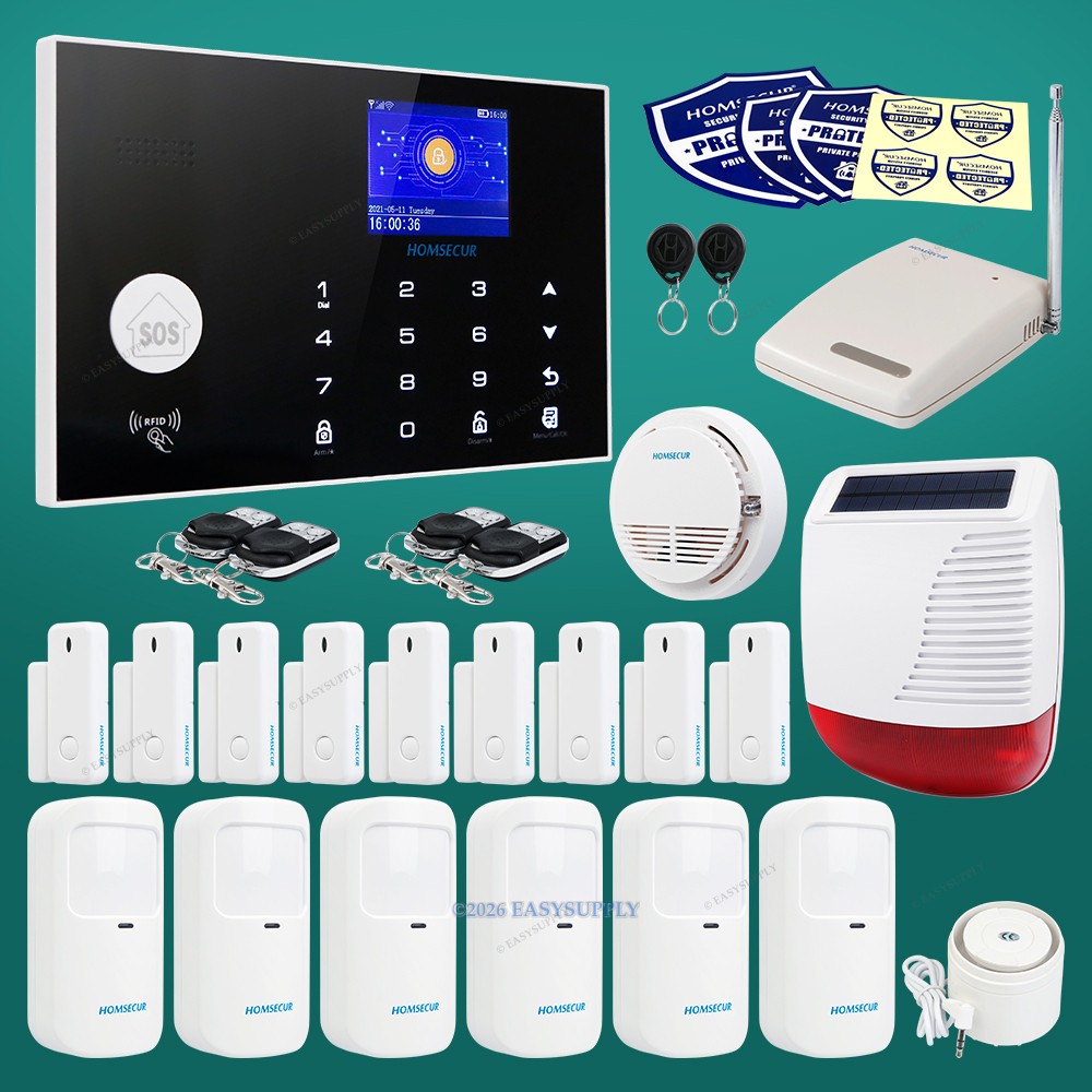 4G Wifi App Control Wireless Home Security DIY Alarm System+Solar Powered Siren