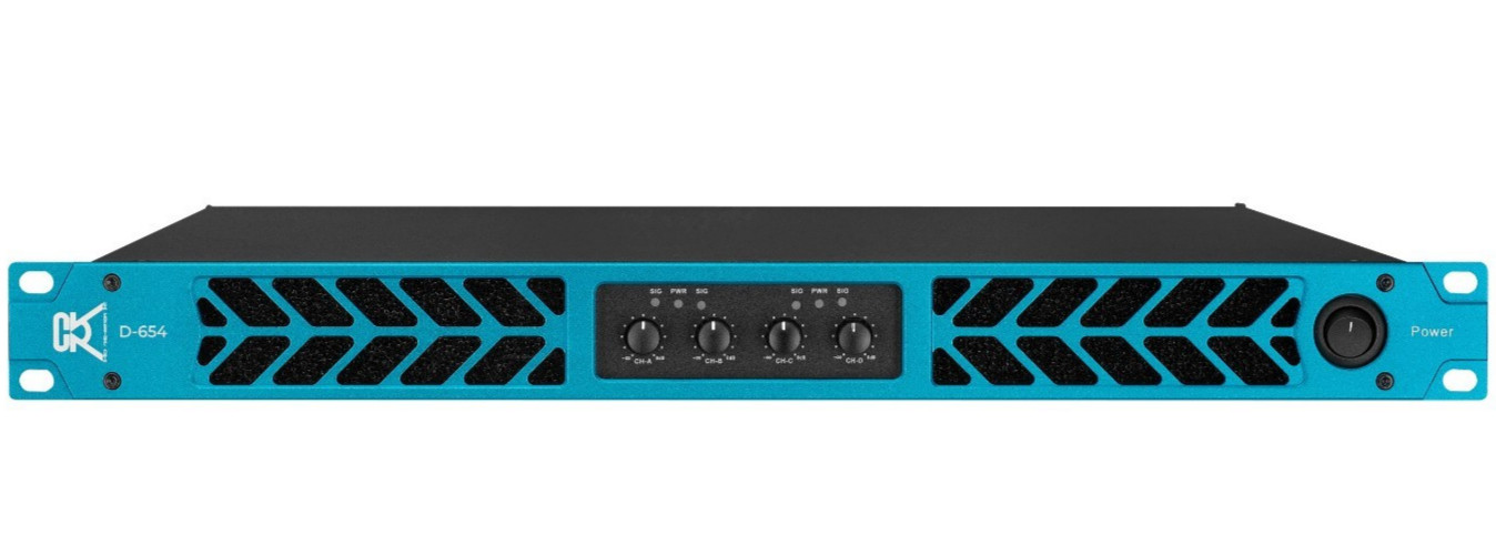CVR D-654 BLUE 4 Channel Class D Power Amplifier 4x650W for Live Sound Audio