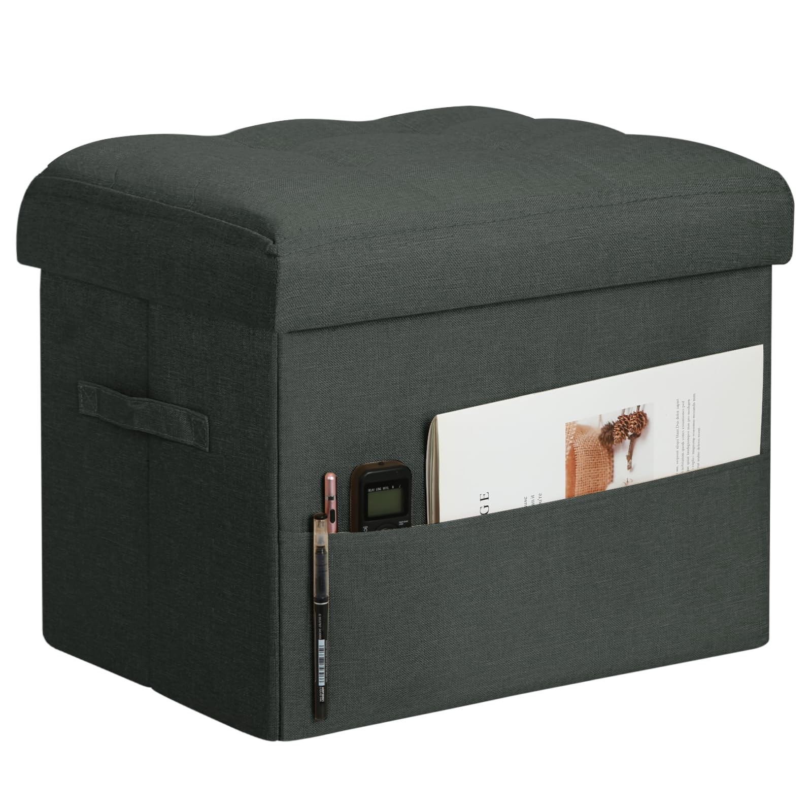 Small Ottoman with Storage Foldable Ottoman Foot Rest Stool with Thicker Foam...