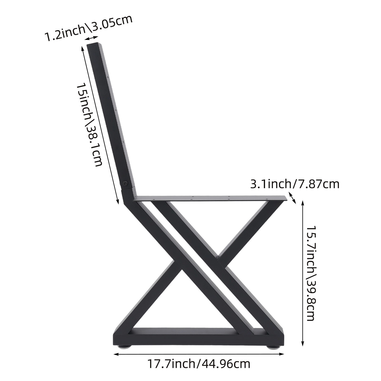 2PCS Bench Legs Z-Shaped Bench Legs with Backrest Bracket Bench Legs Black