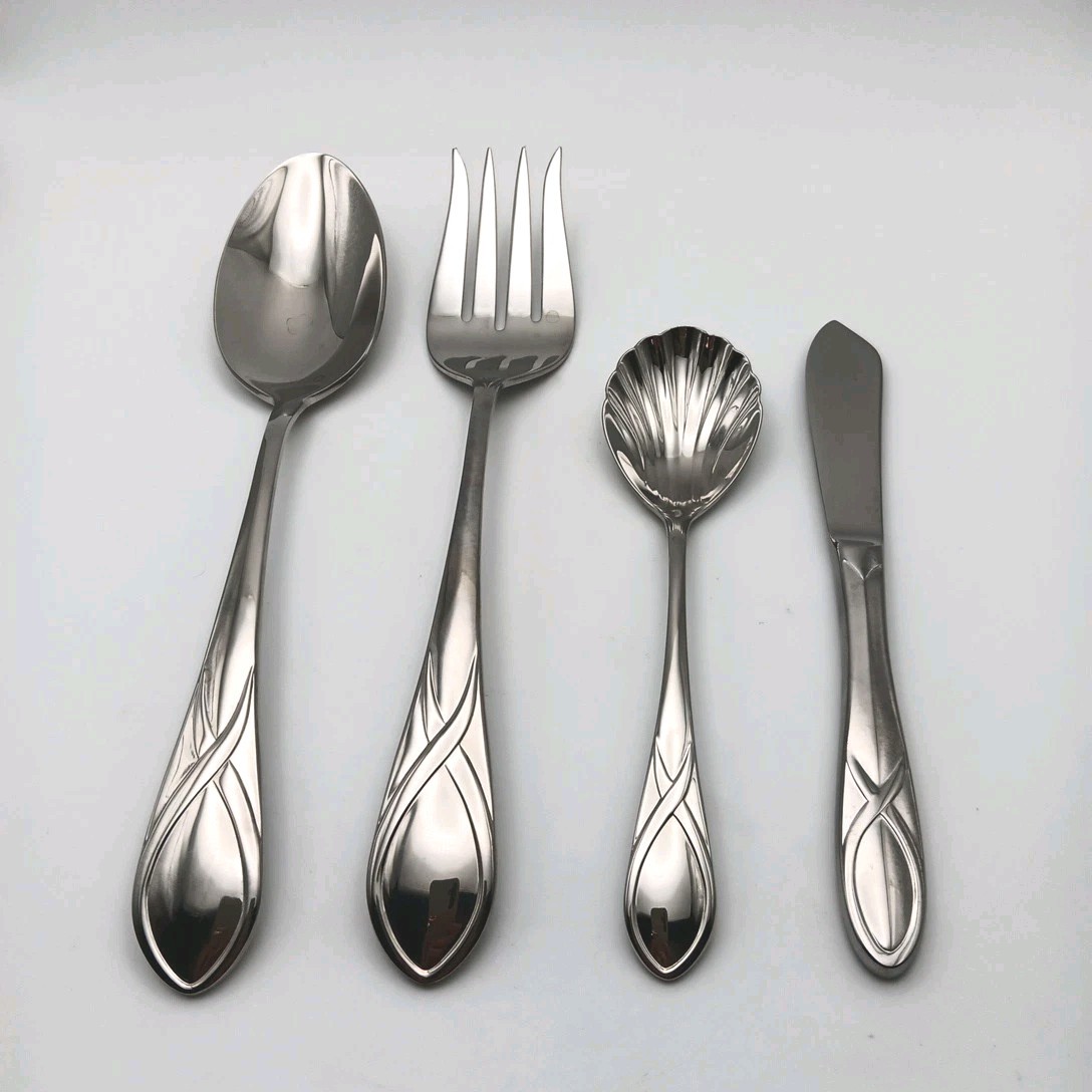 Gorham Darien 4 Piece Serving Hostess Set Stainless 18/8 Flatware Indonesia NOS