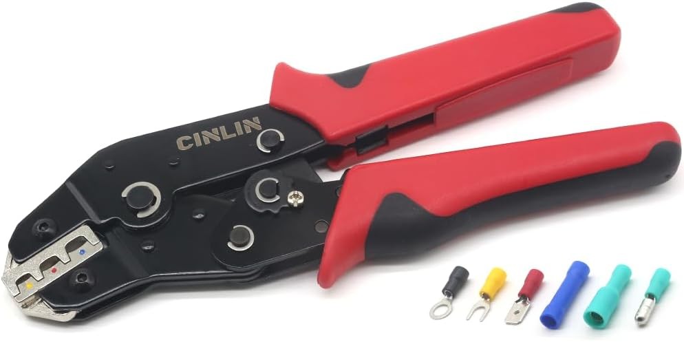 Crimping Tool for Insulated Electrical Wire Connectors-AWG 20-14 Ratchet Crimper