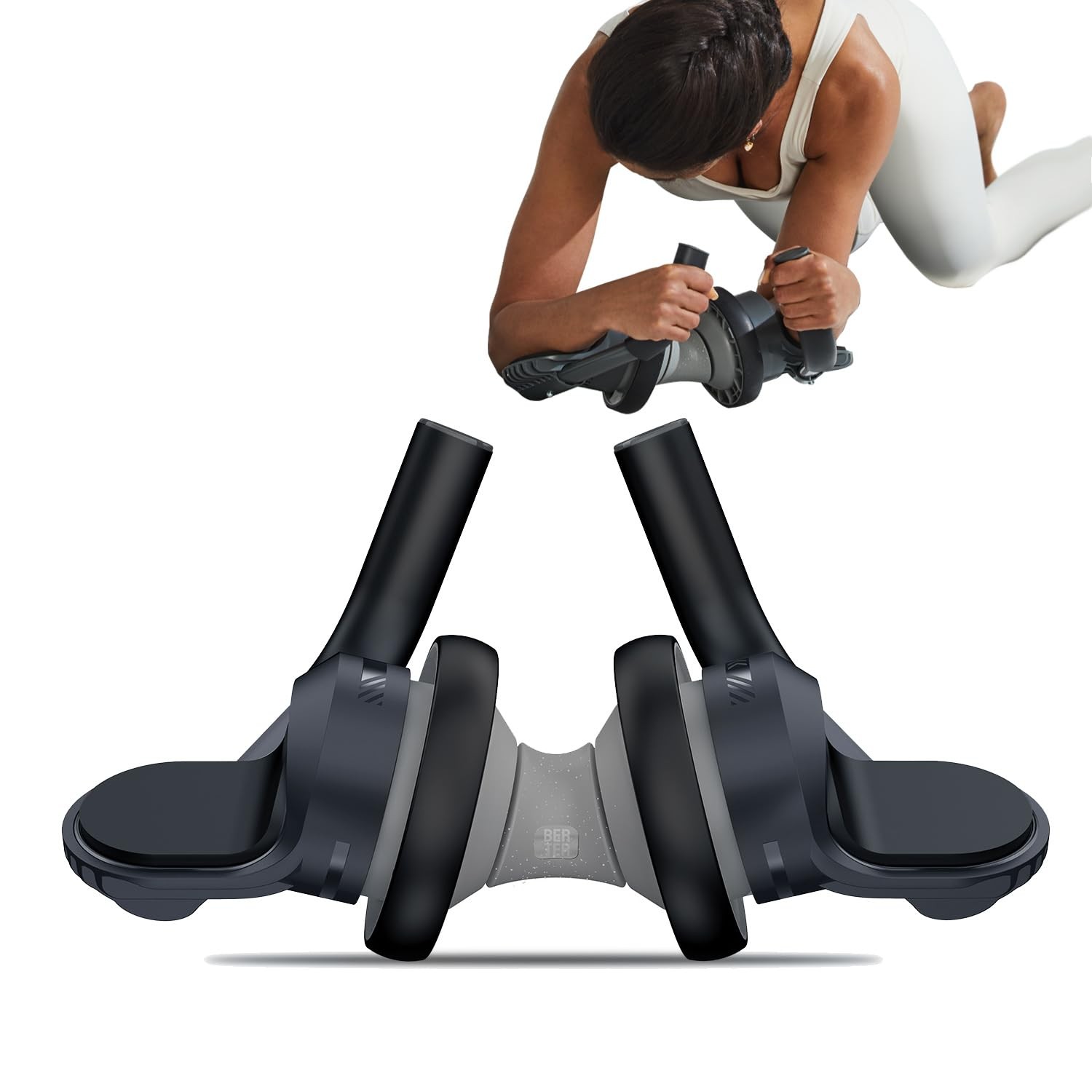 BERTER Ab Roller Wheel w/ Elbow Support Fitness Trainer for Home & Gym