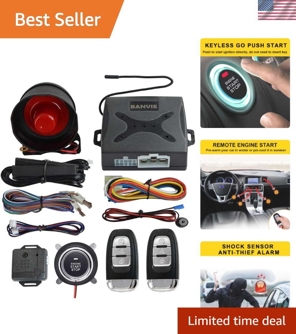 Car Security with Remote Control, Keyless Entry & Engine Starter System