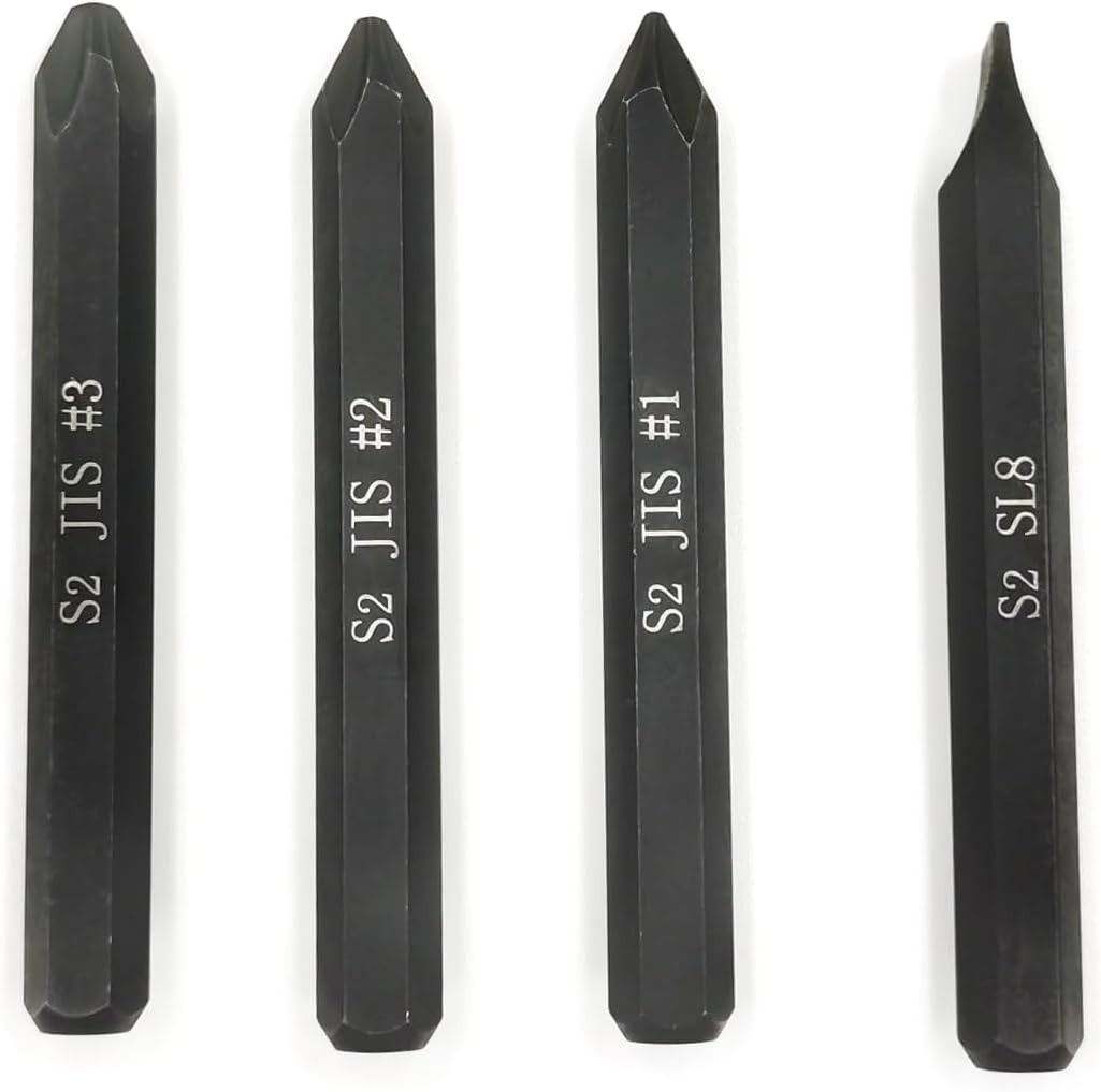 JIS B4633 Impact Screwdriver Bits Set 5/16" Hex S2 Steel 75mm Japanese Vehicles