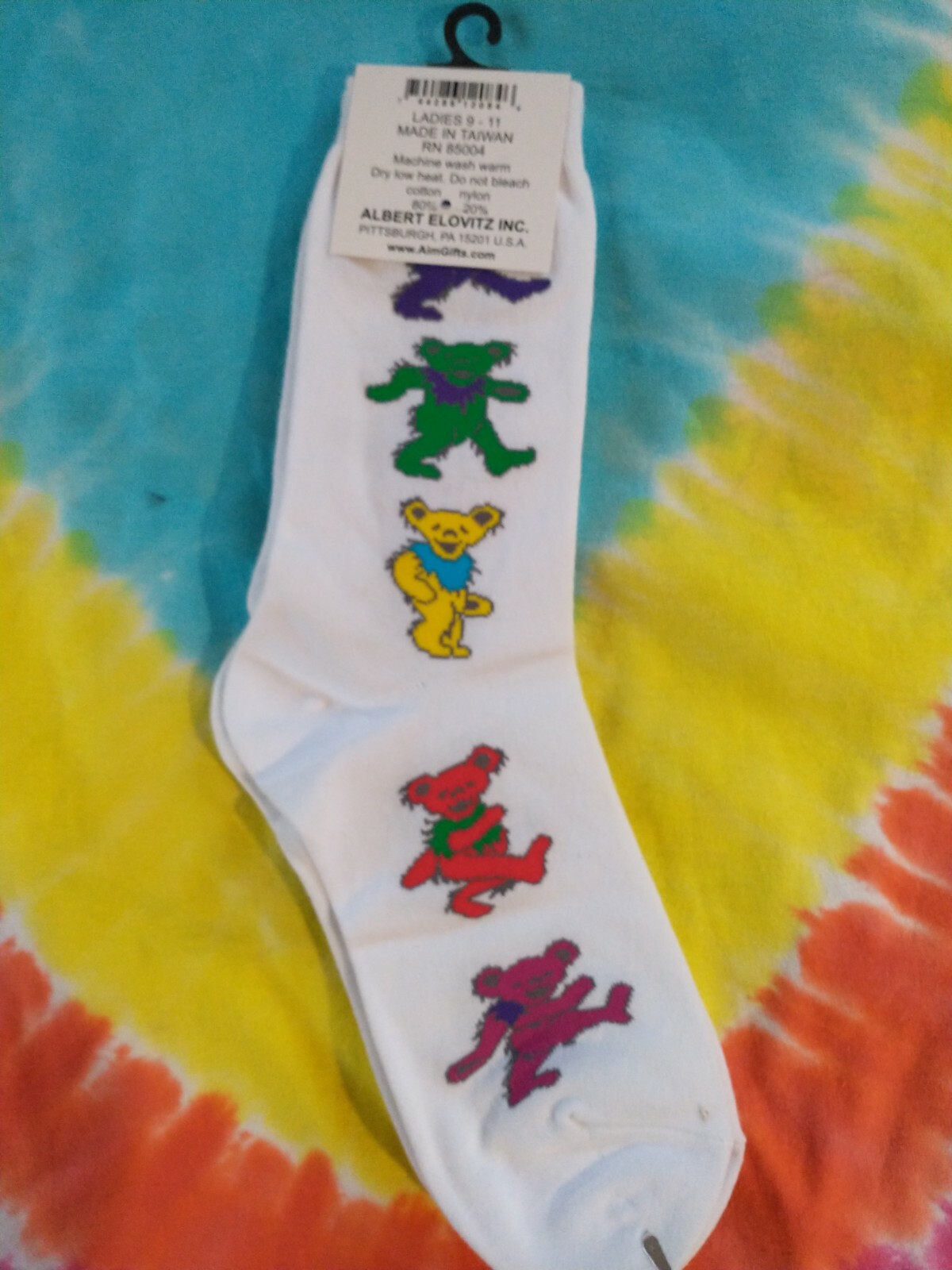 Grateful Dead Women's Ladies White Dancing Bear Socks