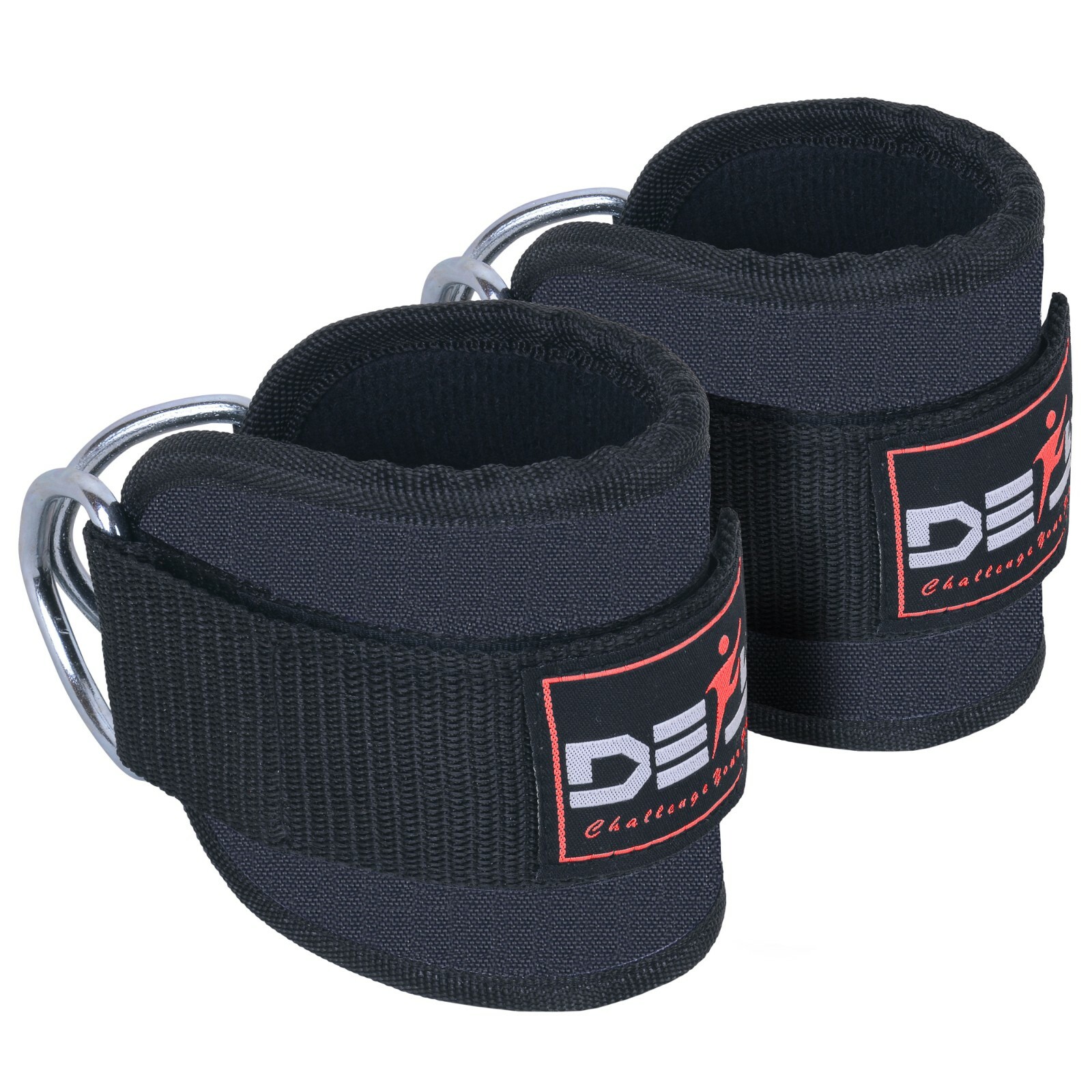 ANKLE D RING STRAPS Thigh Leg Pulley Lifting Padded Cable Attachment Gym Black