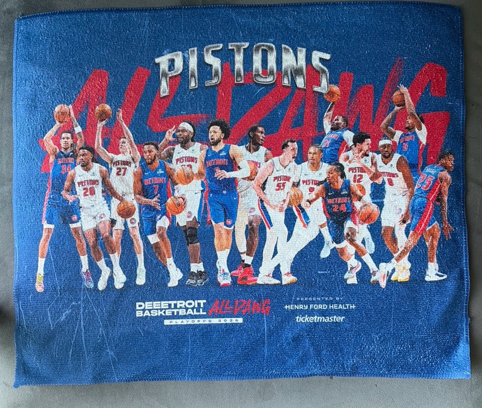 Detroit Pistons 2026 Rally Towel All Dawg Deeetroit Basketball 4/8/26 SGA 18”x15