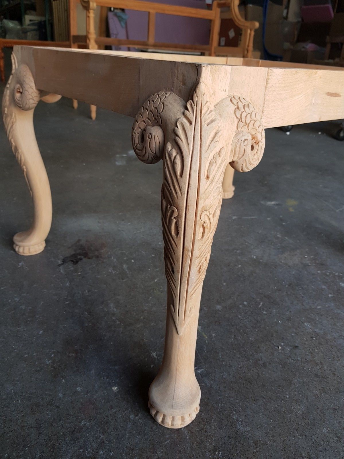 CARVING RAW WOOD BENCH FRAME ONLY NEW