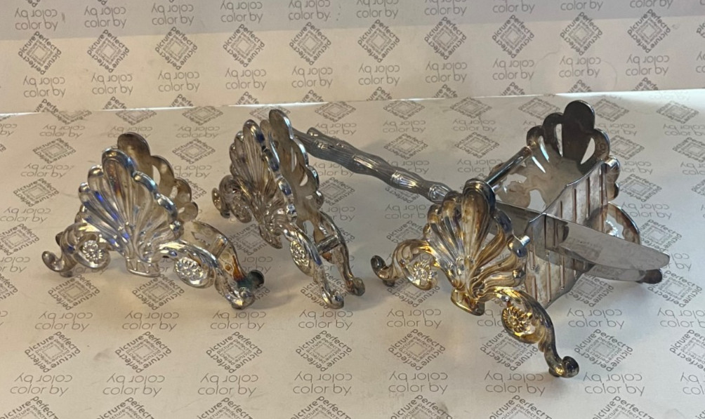 Vintage 3 Piece Silver Plated Buffet Caddies Flatware Holders