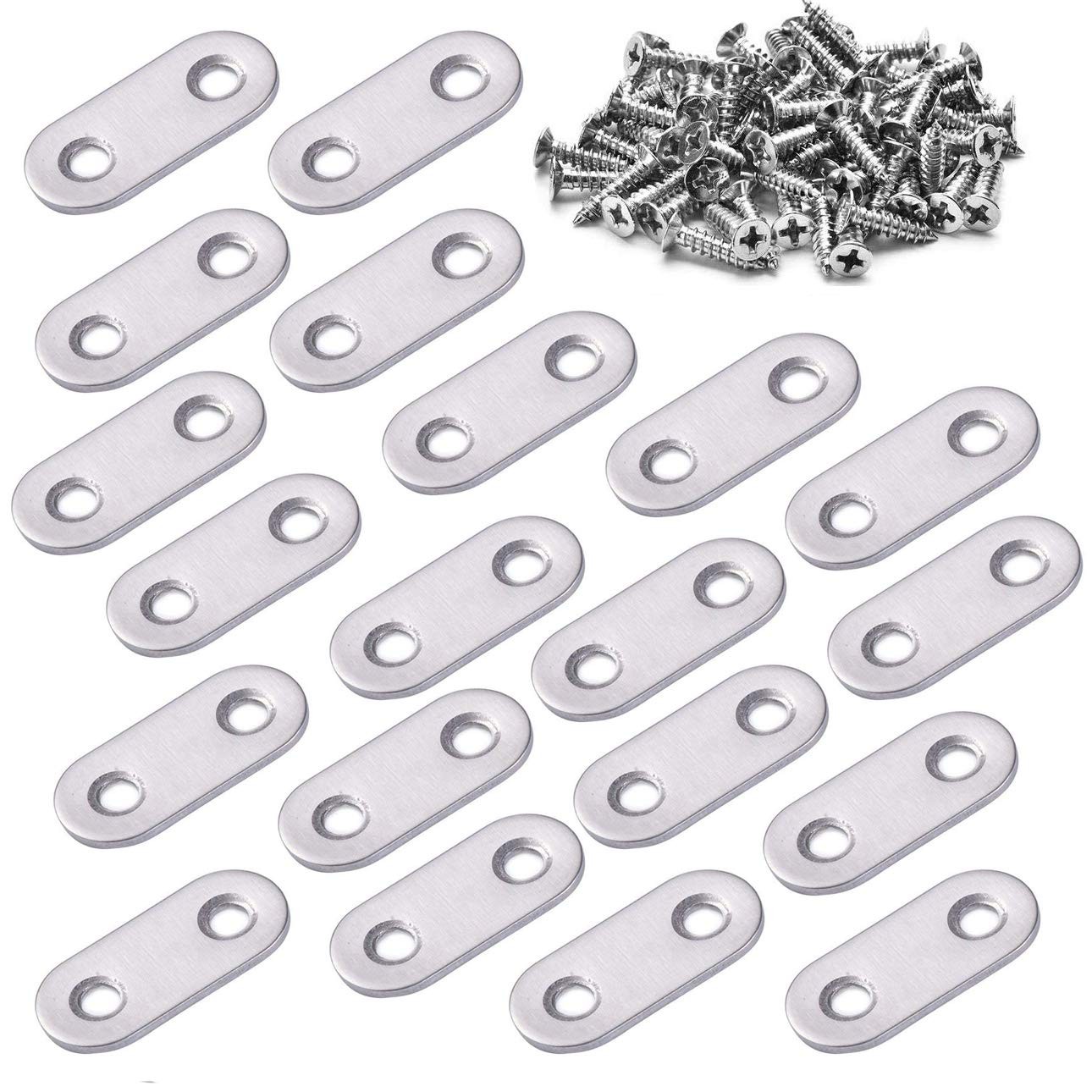 20 PCS 37x16mm Stainless Steel Flat Straight Brace Bracket 40 PCS Screws
