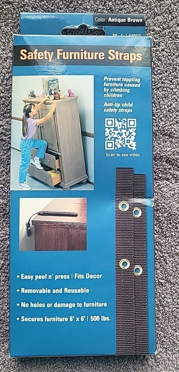 (2-Pk) Ready America Furniture Safety Strap New In Box Antique Brown 4262