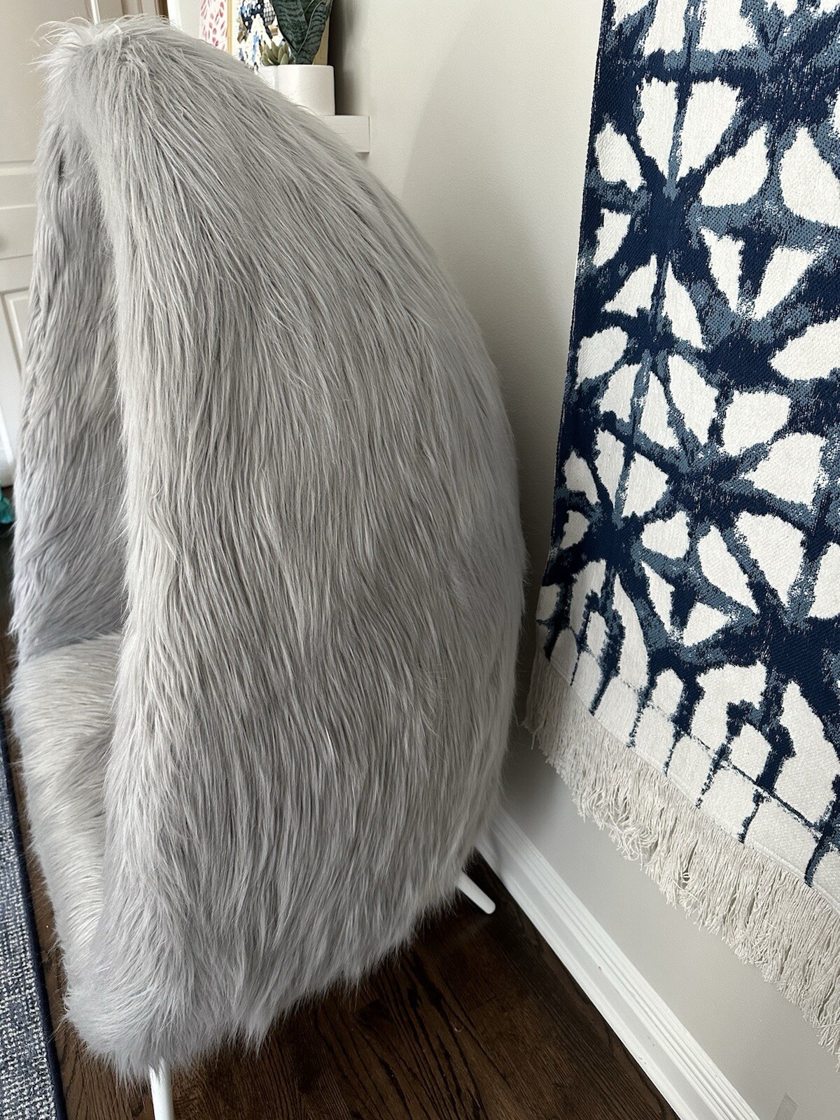 PB Teen Gray Himalayan Faux Fur Cave Chair